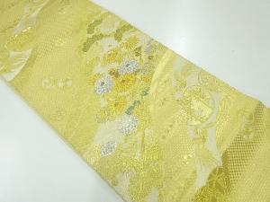 リサイクル　鳳凰に松・菊模様織出し袋帯